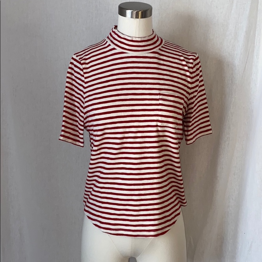 Stripe Moc Neck Knit Tee